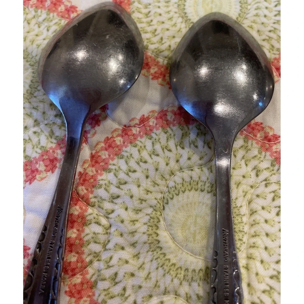 Northland‎ Oneida Love Story Stainless Flatware Soup Spoons Spoon Lot Of 4 VTG